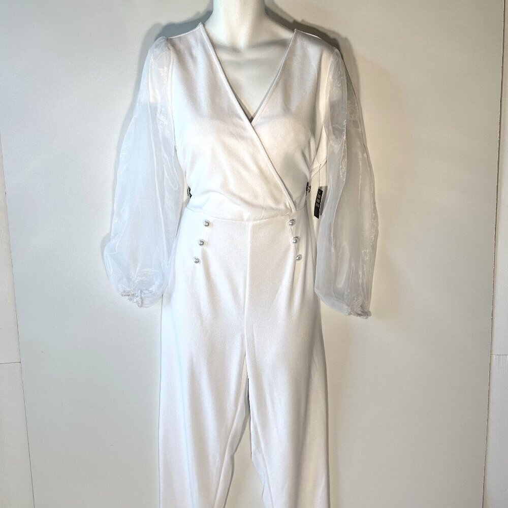 Ashley Stewart SZ 14/16 White Dressy Jumpsuit Bride Reception Shower Bachlorette
